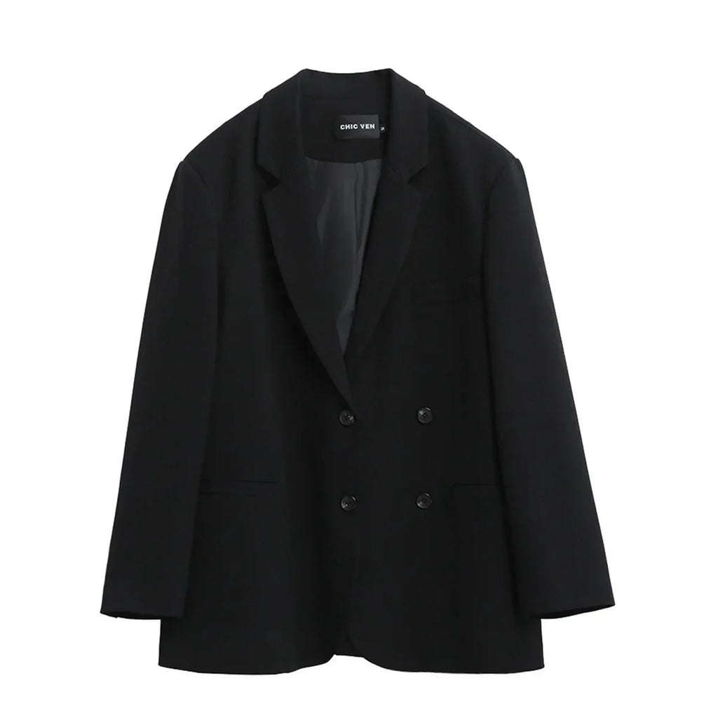 CHIC VEN Women's Blazer Korean Casual Solid Long Sleeve Coats All-match Office Lady Elegant Fashion Clothing Spring Autumn 2026