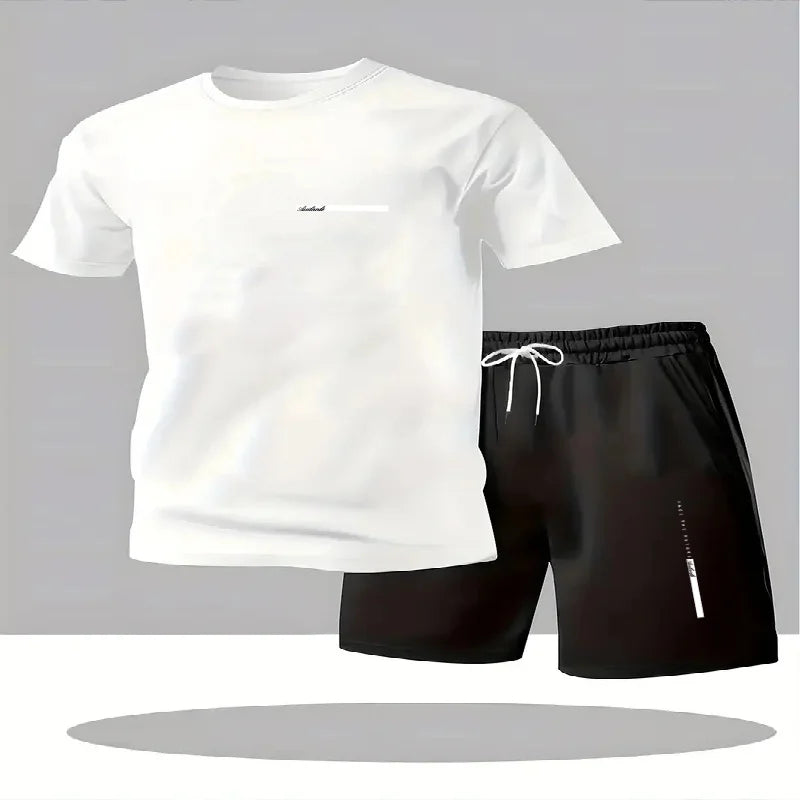 Men's sportswear 2-piece set short sleeved shirt shorts set men's running suit T-shirt men's summer T-shirt
