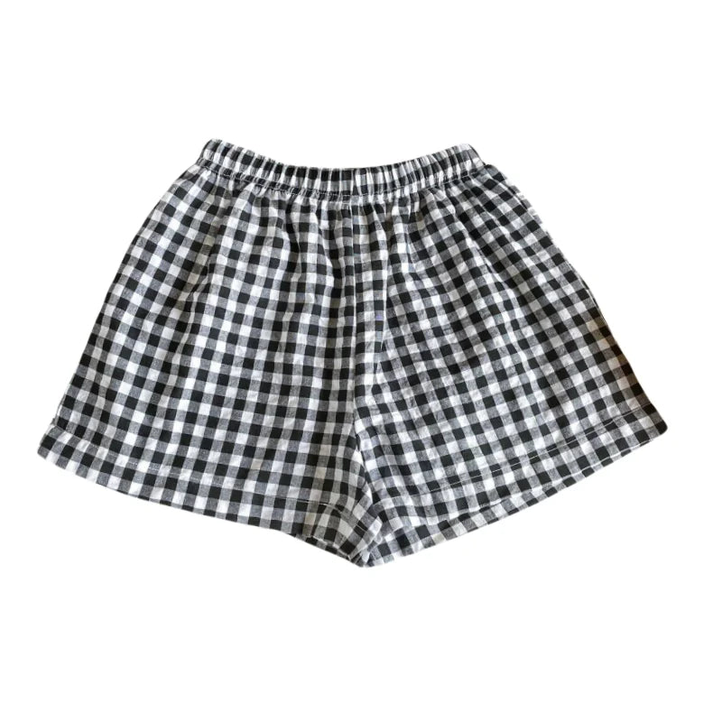 Stylish Korean 2025 New Toddler Plaid Baby Girls' Summer Shorts Breathable Comfortable Cool Boys Summer Beach Shorts