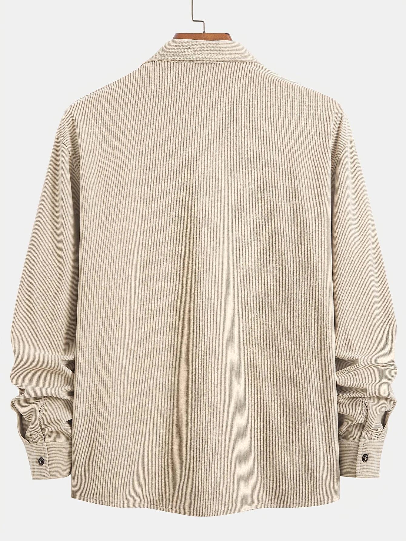 Men's Slim Fit Corduroy Long Sleeve Shirt – Wrinkle-Free Business Casual Office Shirt