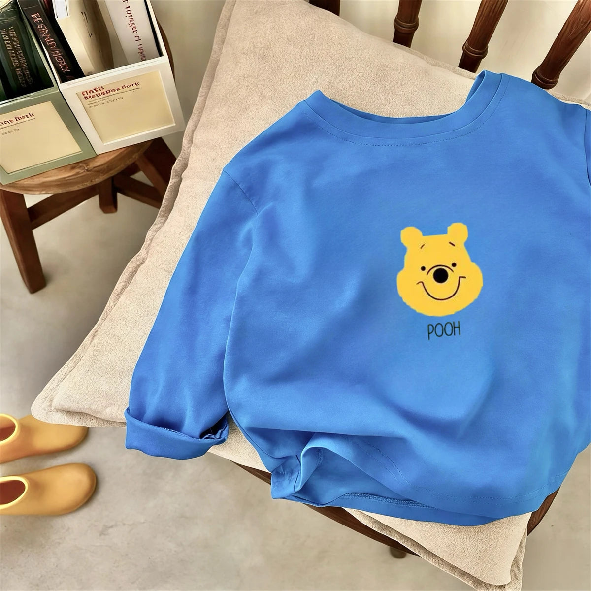 Disney Long Sleeve TShirt Printing Crewneck Base Shirt Pure Cotton Clothing 2026 Spring New Tees Simple Versatile Tops Boys Girl