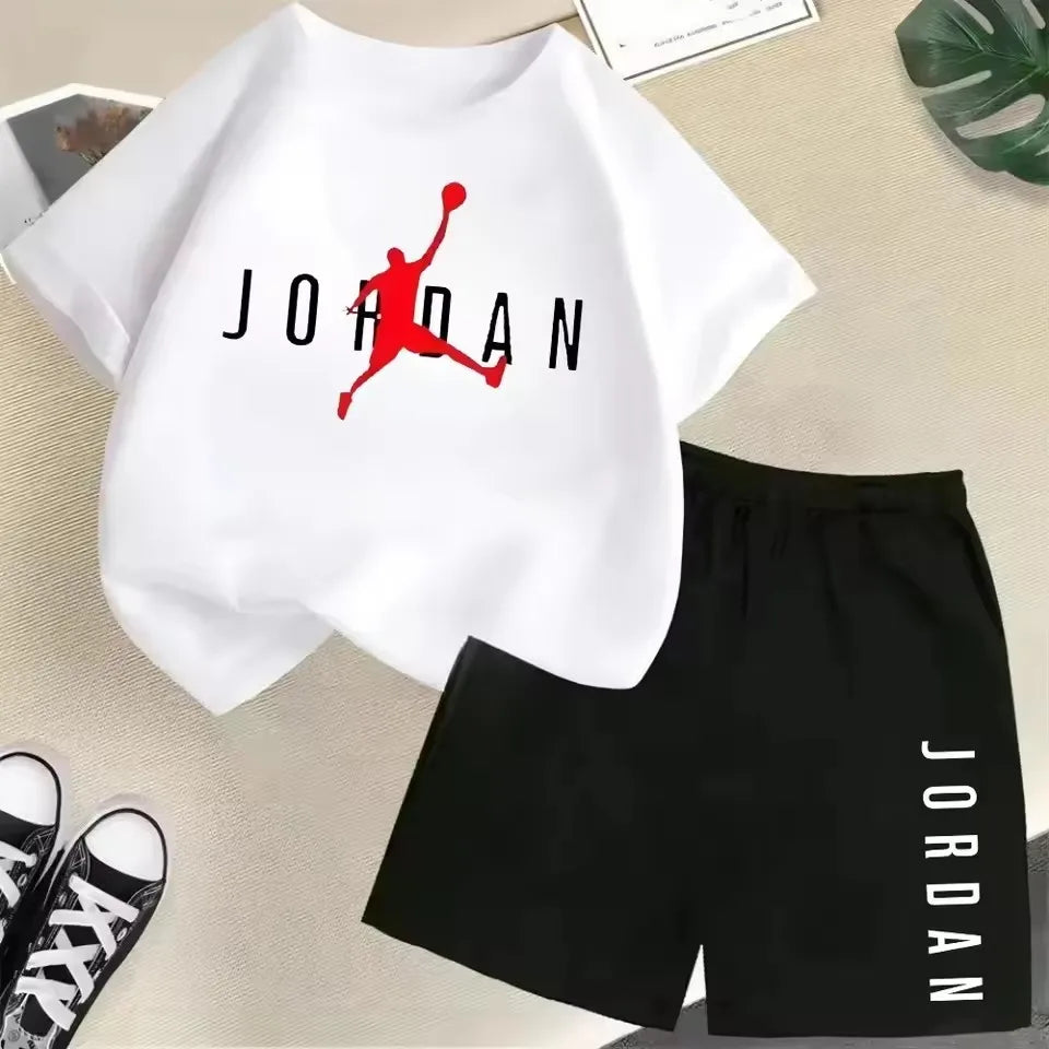 Summer Short Sleeve Children Set Slam Dunk Master Pattern Print Sports T-shirt+Shorts 2pcs Set Kids Boys Girls Fashion Tracksuit