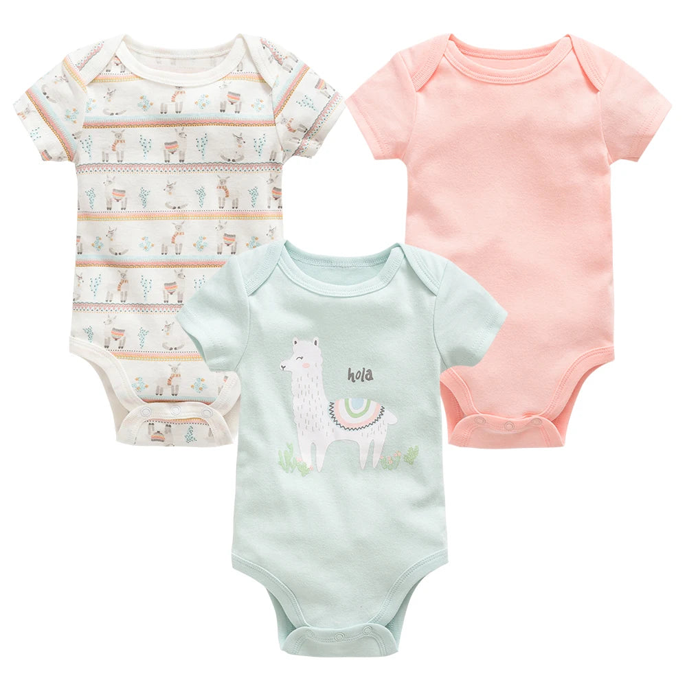 Baby Girls Cotton Short Sleeve Bodysuit – Newborn Onesie 3–6 Pack