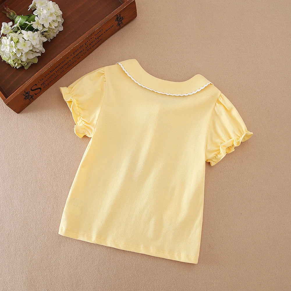Girls Short Sleeve Cotton Top – Cute Casual Shirt for Ages 2–6
