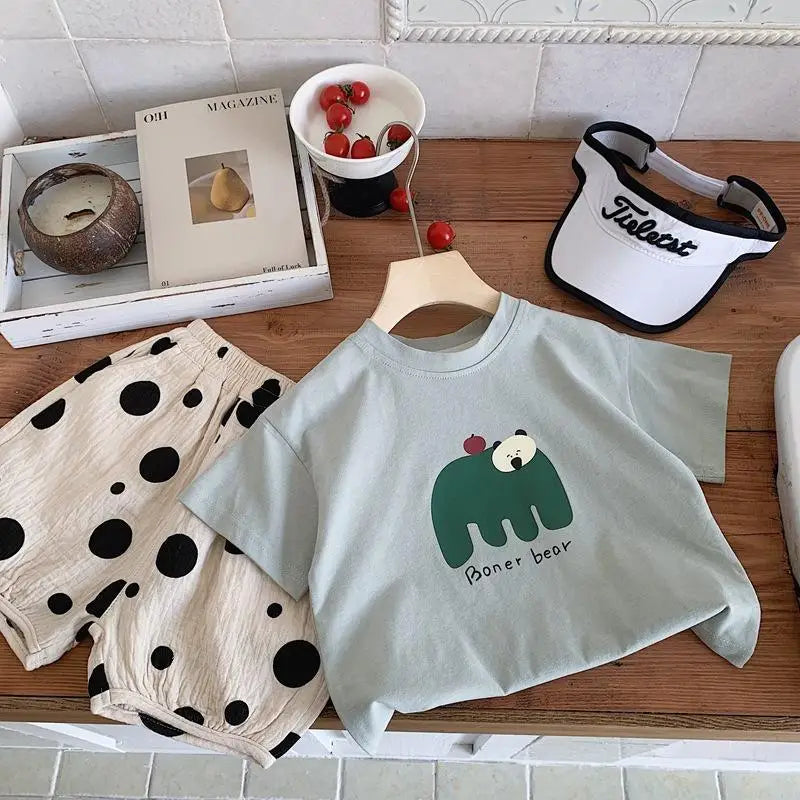 Kids Cartoon Fashion Short Sleeve T-Shirt – Crewneck Casual Cotton Top