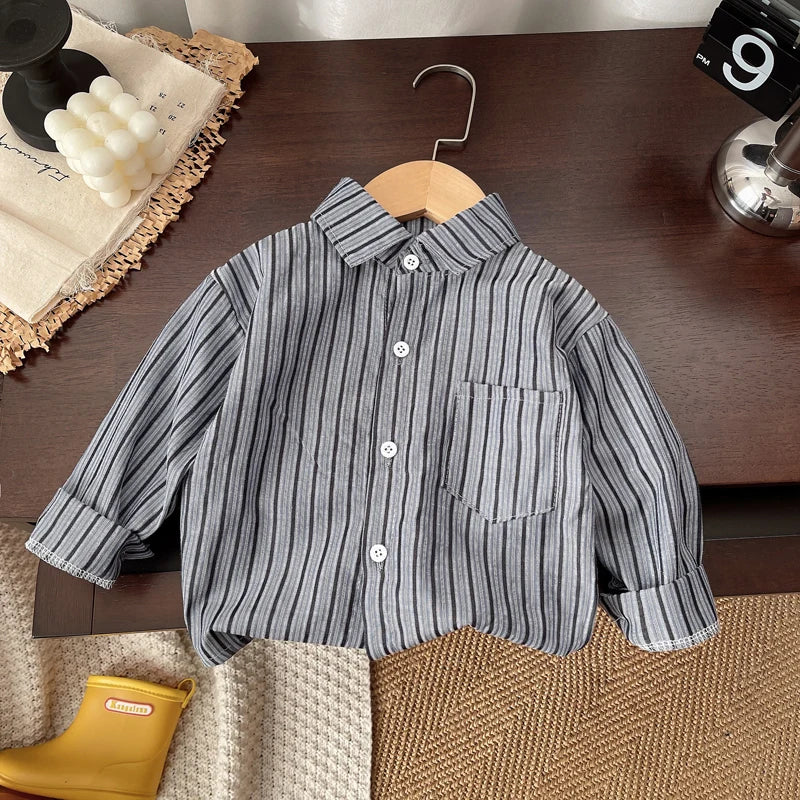 Baby Boy Plaid Long Sleeve Shirt – Soft Cotton Casual Top Ages 1–4
