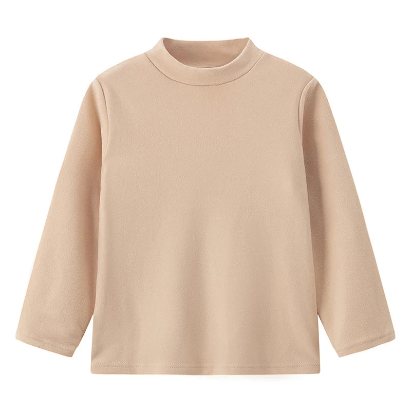 Kids Solid Color Long Sleeve Base Shirt – Soft Casual Layering Top