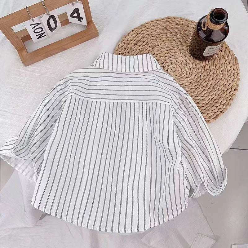 Baby Boys Striped Long Sleeve Shirt – Casual Cotton Kids Top