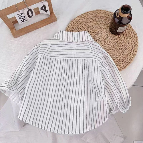 Baby Boys Striped Long Sleeve Shirt – Casual Cotton Kids Top