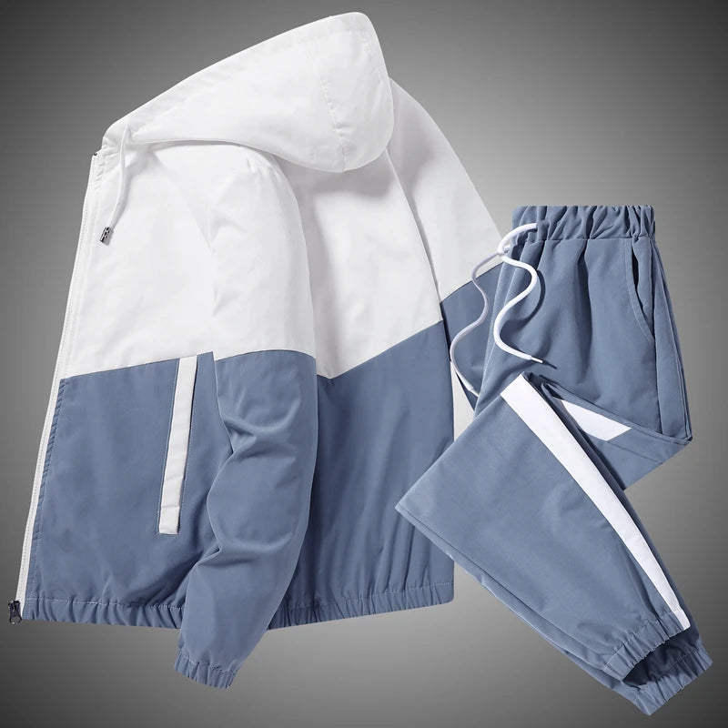 Men's Hip Hop Hooded Tracksuit & Jogger Pants – 2-Piece Casual Running Sports Set