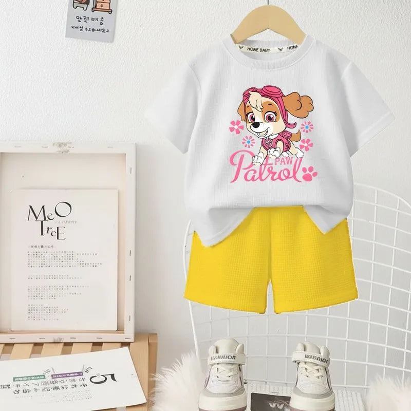 Girls PAW Patrol T-Shirt & Shorts Set – Casual Summer 2-Piece Outfit