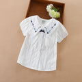 Girls White Lace Short Sleeve Cotton Blouse – Lovely Casual Summer Top