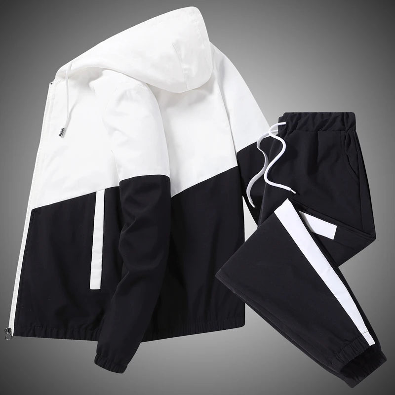 Men's Hip Hop Hooded Tracksuit & Jogger Pants – 2-Piece Casual Running Sports Set