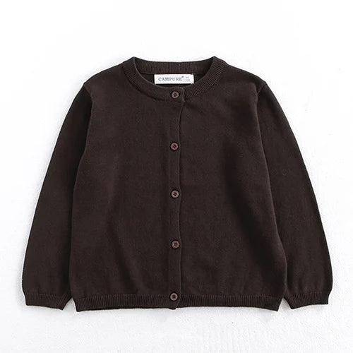 Kids Cartoon Print Knit Cardigan Coat – Casual Long Sleeve Sweater Jacket