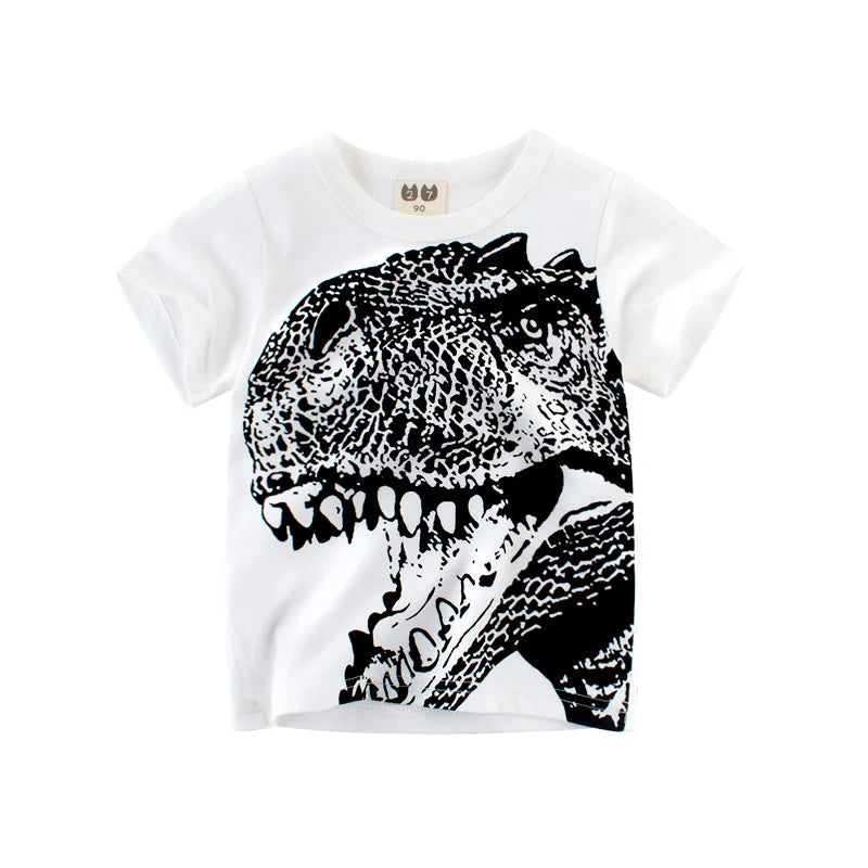 Boys Cartoon Print Short Sleeve T-Shirt – Fun Cotton Kids Tee Ages 2–8