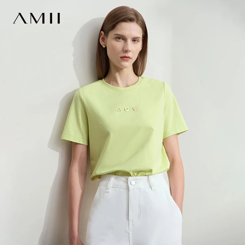 Women's Geometric O-Neck Antibacterial Cotton T-Shirt – Short Sleeve Casual Elastic Tee