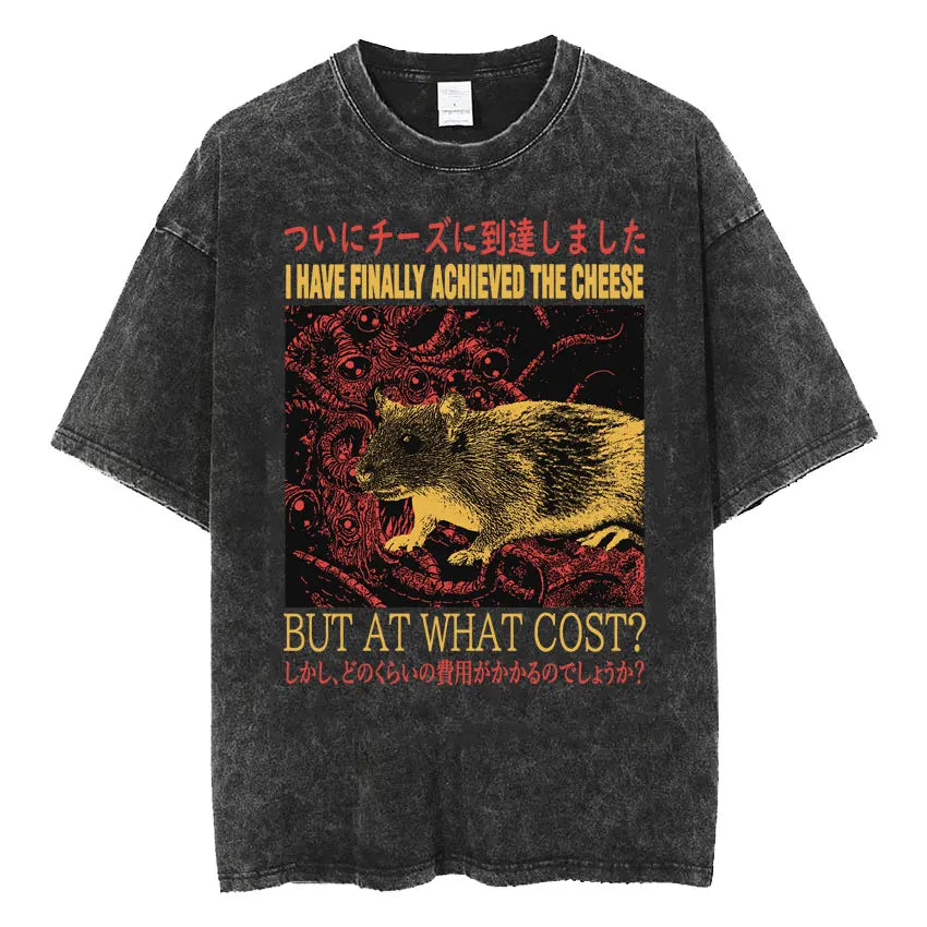 Men's Japanese Frog Retro Washed Oversized T-Shirt – Funny Graphic Streetwear Tee