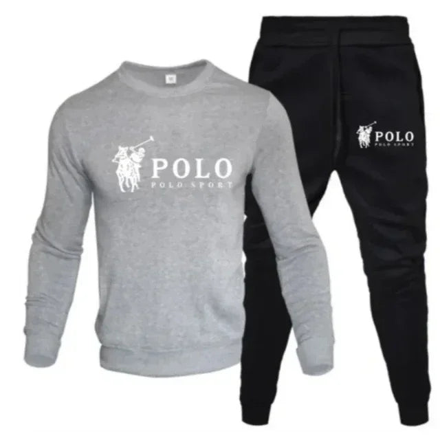 Men's Round Neck Sweatshirt & Jogger Pants Set – Casual Fitness 2-Piece Tracksuit