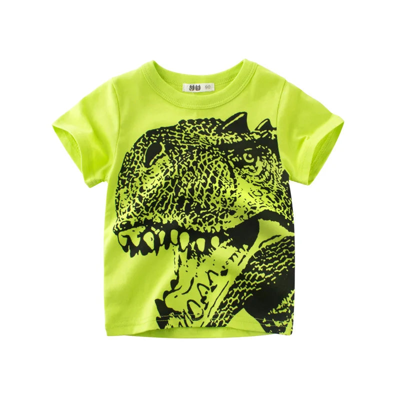 Boys Cartoon Print Short Sleeve T-Shirt – Fun Cotton Kids Tee Ages 2–8