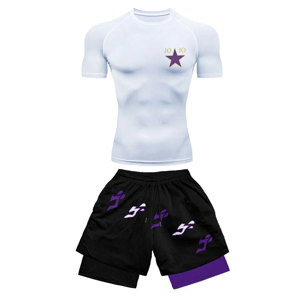 Men's Compression Sports Suit 2-Piece Set – Trendy Athletic Fitness Running Outfit