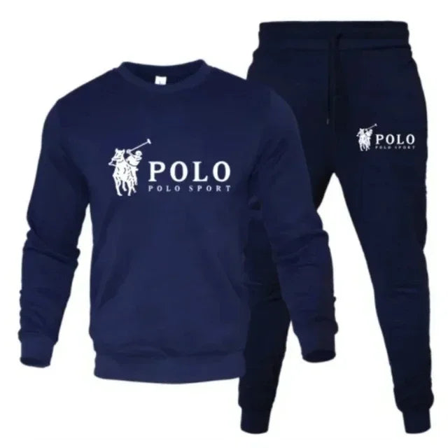 Men's Round Neck Sweatshirt & Jogger Pants Set – Casual Fitness 2-Piece Tracksuit