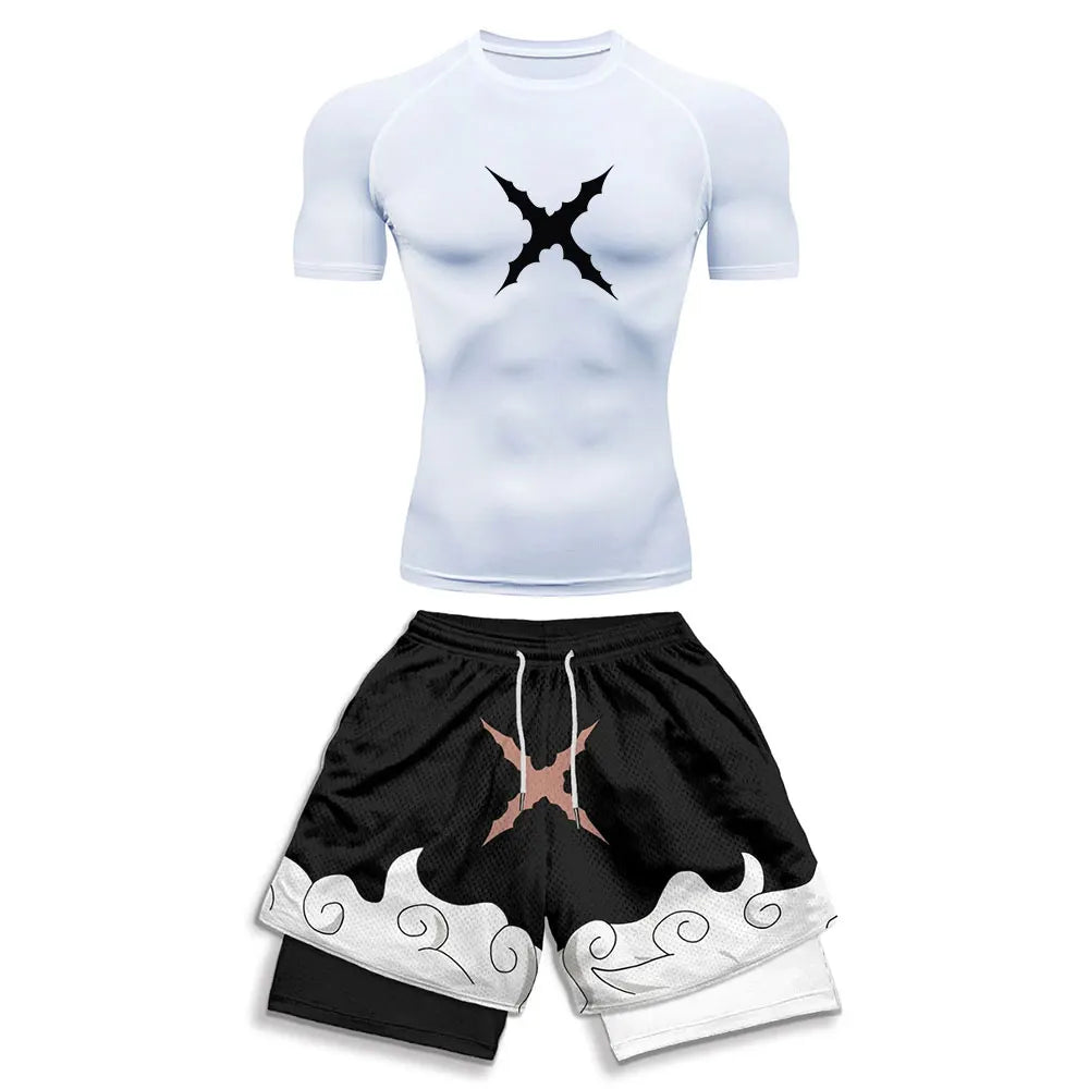 Men's Compression Sports Suit 2-Piece Set – Trendy Athletic Fitness Running Outfit