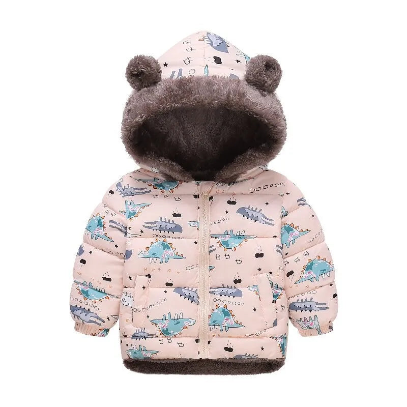 Kids Thick Cashmere Hooded Fleece Coat – Warm Cotton-Padded Winter Jacket Ages 2–6