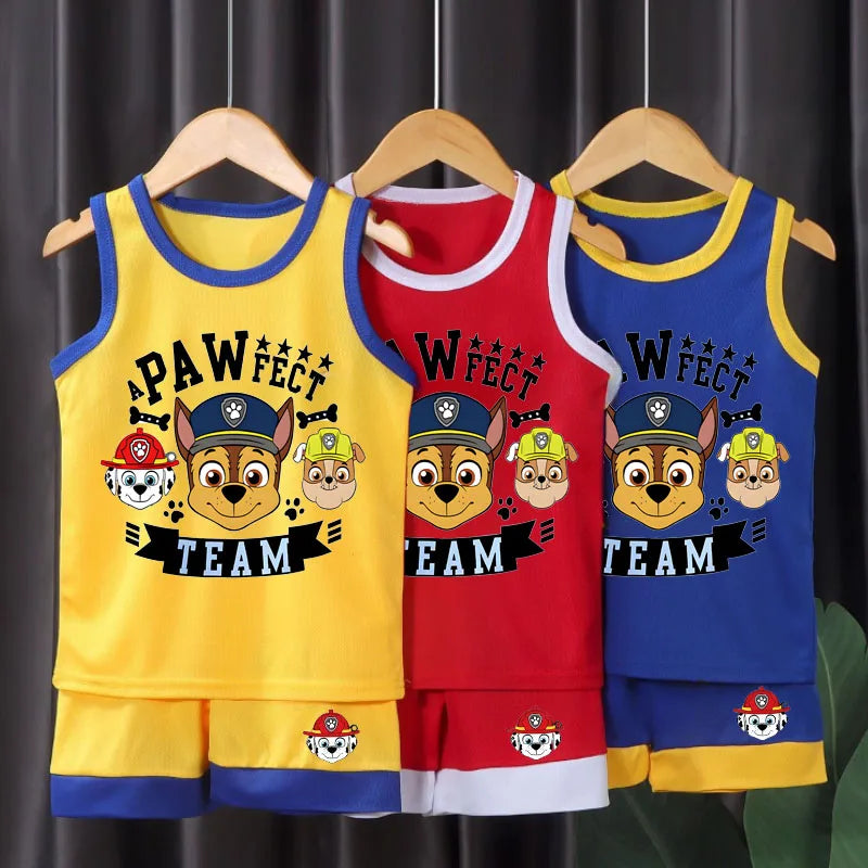 Boys PAW Patrol Mesh Basketball Vest & Shorts Set – Breathable Summer Outfit