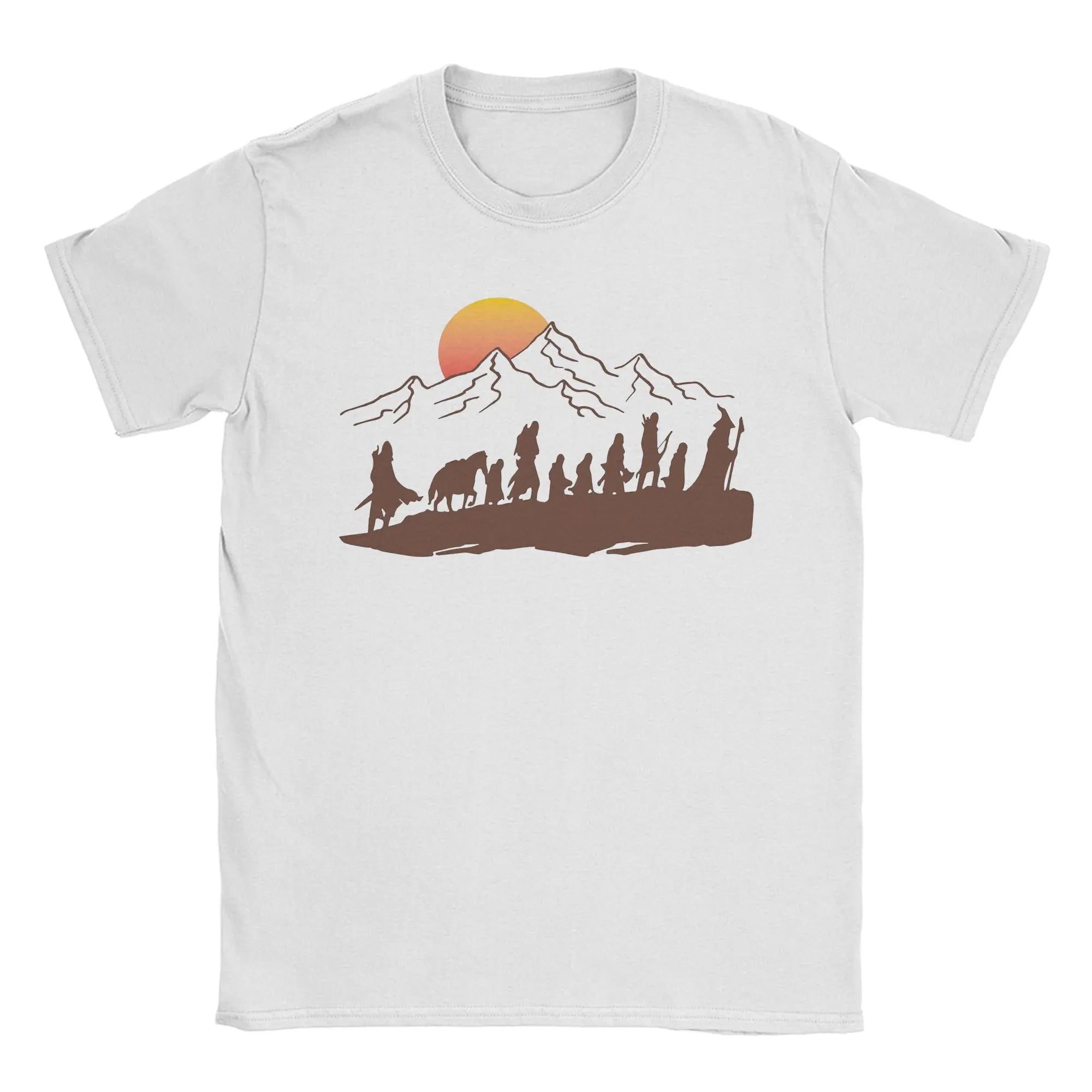 The Fellowship L-Lords Of The R-Rings T Shirts Men Pure Cotton Funny T-Shirts Round Neck  Tee Shirt Short Sleeve Clothes Summer