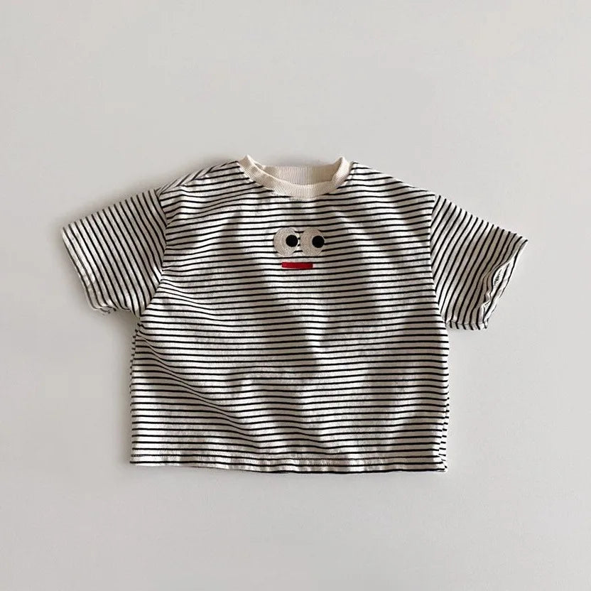 Baby Embroidered Big Eyes T-Shirt – Cute Short Sleeve Cotton Tee