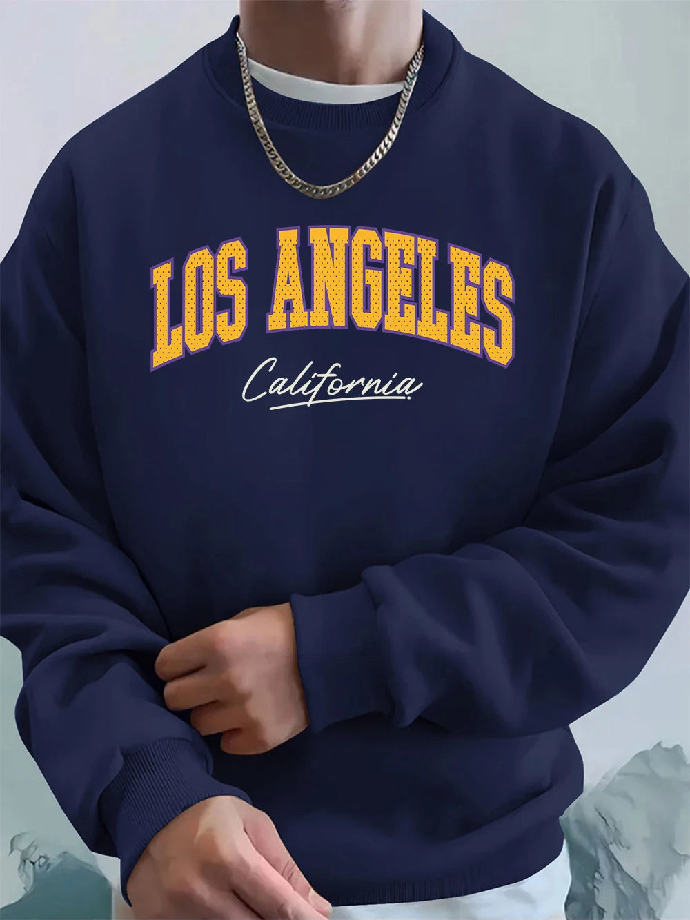 California Letter Creative Print Men'S Sweatshirts Winter Loose Hoodies Sports Crewneck Fleece Warm Pullovers Basics Men Clothes