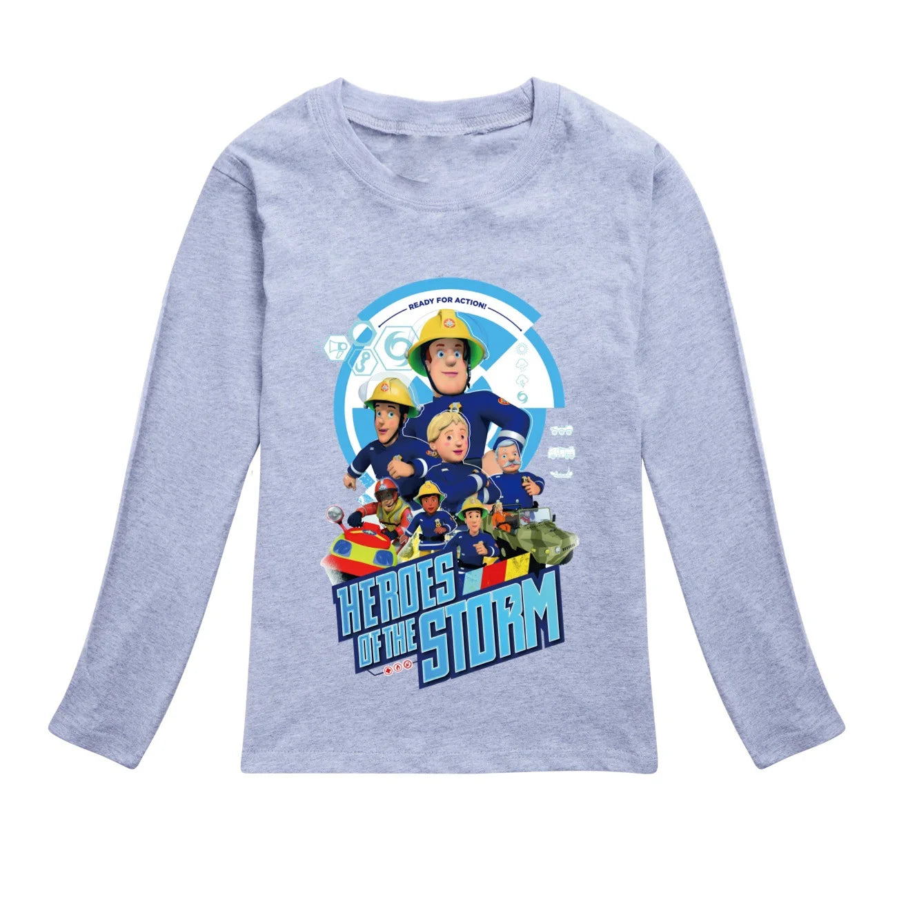Kids Fireman Sam Long Sleeve T-Shirt – Cartoon Firefighter Cotton Top