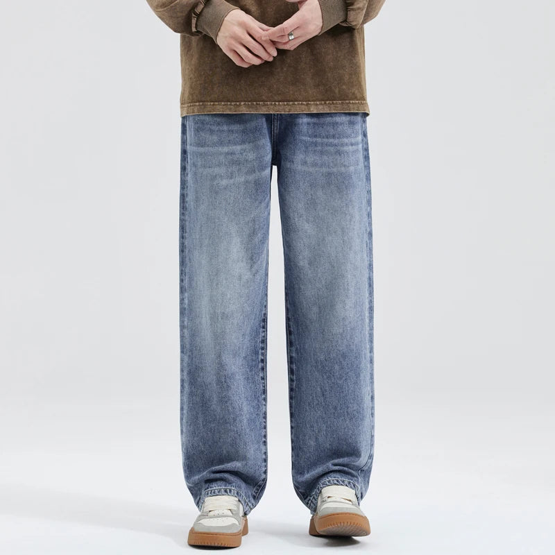 Men's Y2K Vintage Baggy Wide Leg Jeans – Korean Oversize Straight Denim Trousers