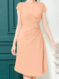Elegant Pleated Office Midi Dress