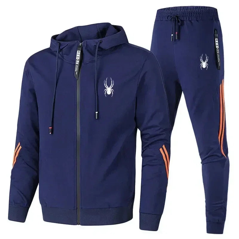 Men's Running Zipper Jacket & Sport Pants Set – Breathable Fitness 2-Piece
