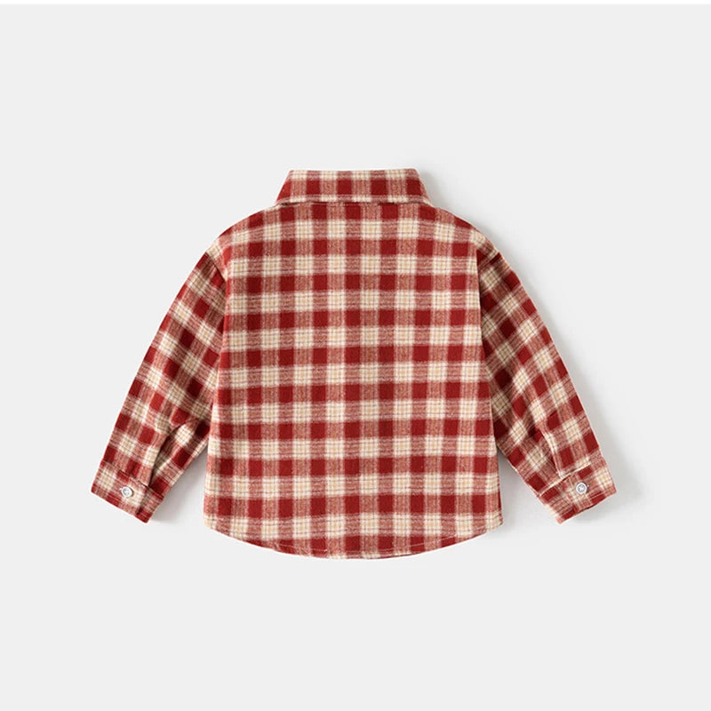 Kids Korean Plaid Oversized Long Sleeve Shirt – Loose Light Outerwear Blouse