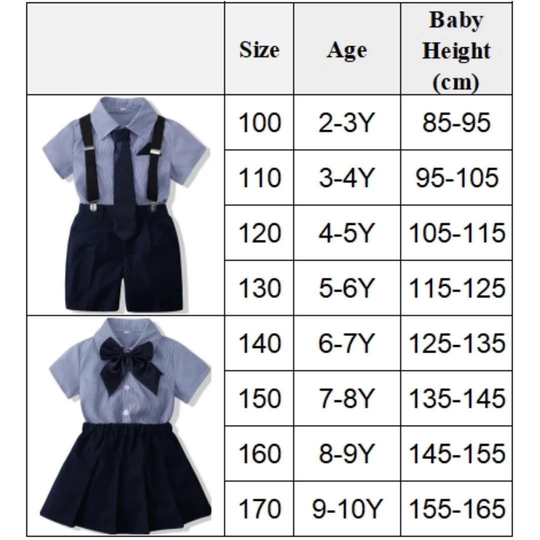 Kids Sibling Lapel Short Sleeve Outfit Set – Matching Summer Clothes for Brothers & Sisters