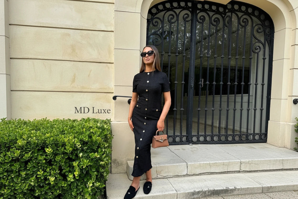 Elegant Button Knit Maxi Dress