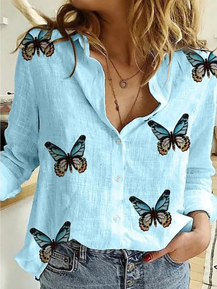 Women's Loose Oversized Button Lapel Cardigan Shirt – Long Sleeve Casual Tunic Blouse