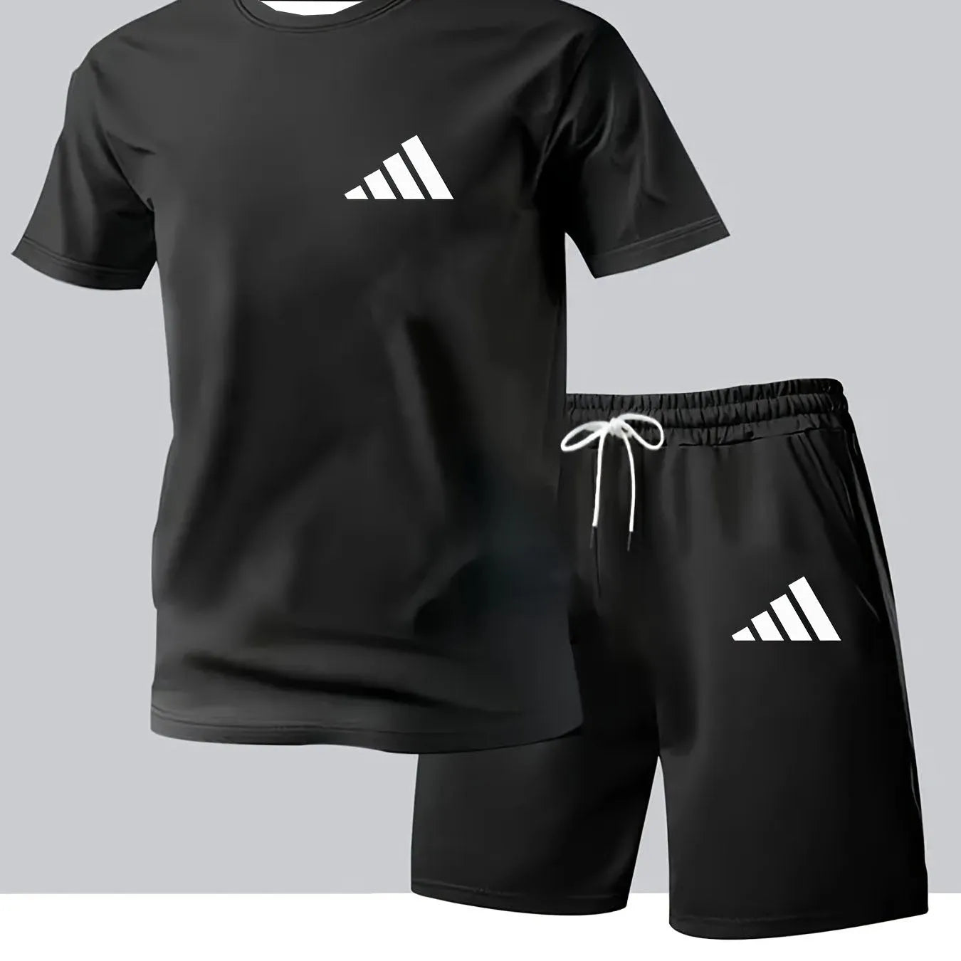 New Men's fashion trend casual sports short-sleeved shorts set quick-drying sweat-absorbing soft breathable men's T-shirt set