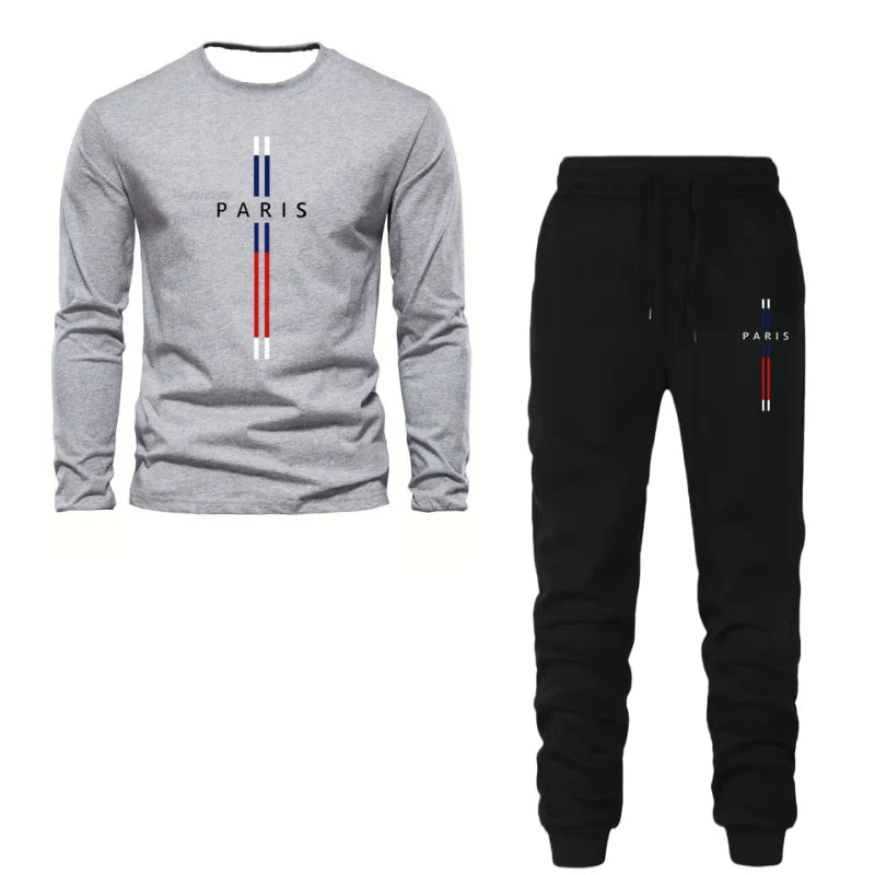 Autumn And Winter Two-Piece Versatile Daily Men's Sleepwear Long Sleeved Pants Letter Printed Pattern Basic Shirt Home Suit Set