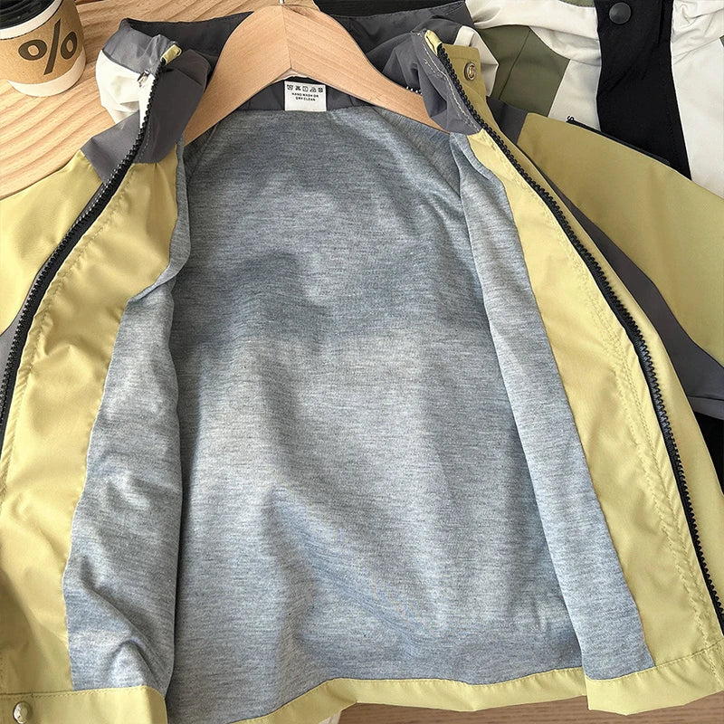 Boys Color Block Hooded Windbreaker Jacket – Fashion Zipper Outerwear