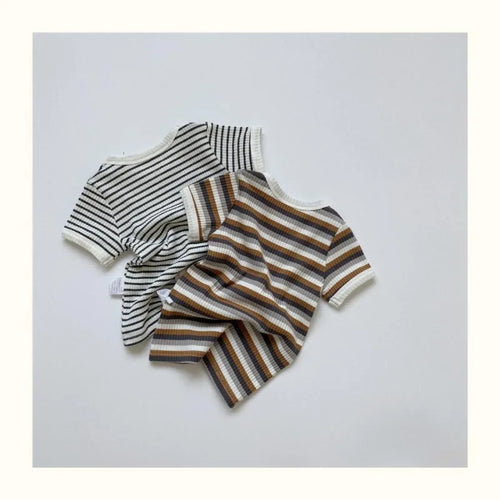 Baby Boy Striped Short Sleeve T-Shirt & Shorts Set – Soft Summer 2-Piece Outfit
