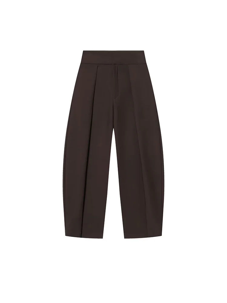 Women's Elegant Pleated Balloon Trousers – High Waist Loose Pocket Pants