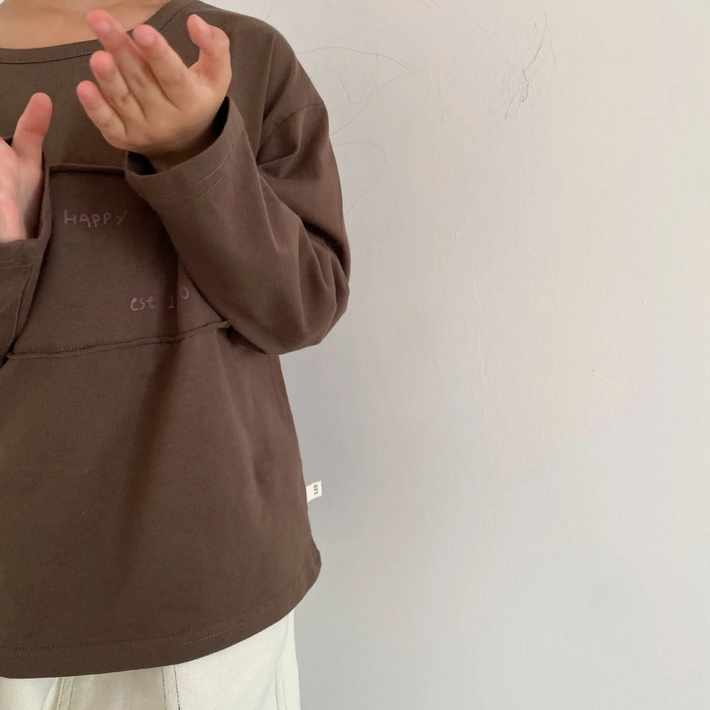 Kids Letter Print Long Sleeve T-Shirt – Casual Cotton Patch Top