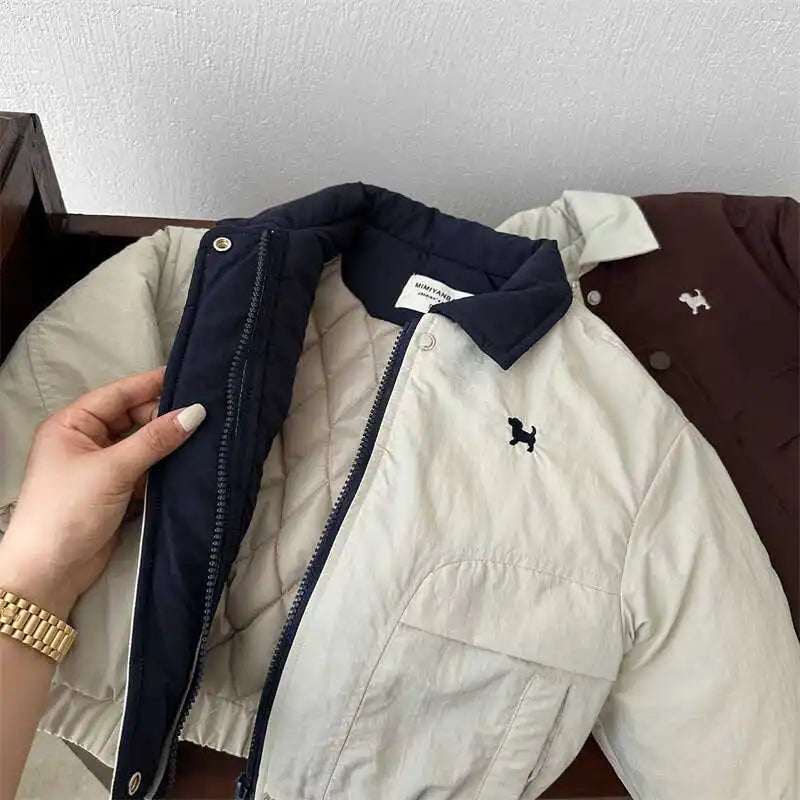 Kids Cartoon Baseball Jacket – Warm Cotton Autumn Outerwear for Boys & Girls