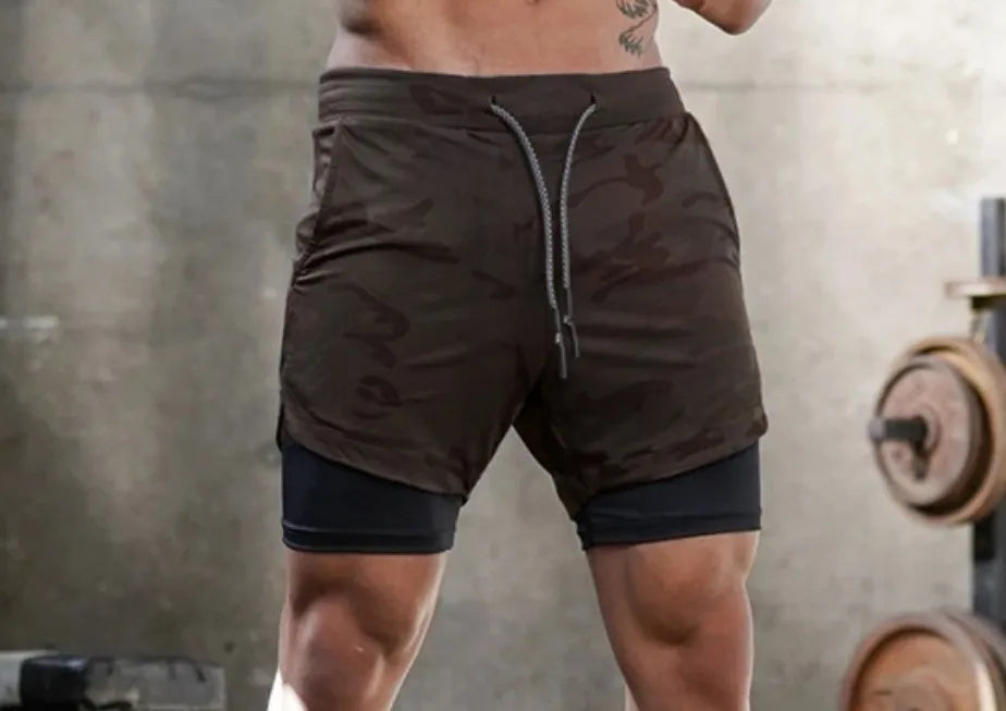 Men Running Shorts Gym Sports Shorts 2 in 1 Quick Dry Workout Training Gym Fitness Jogging Short Pants Summer Men Shorts