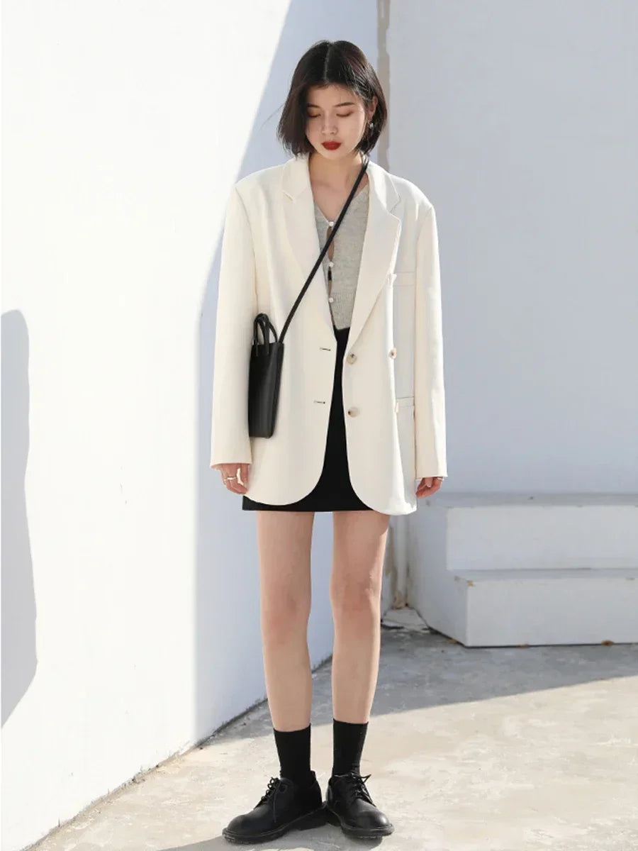 CHIC VEN Women's Blazer Korean Casual Solid Long Sleeve Coats All-match Office Lady Elegant Fashion Clothing Spring Autumn 2026