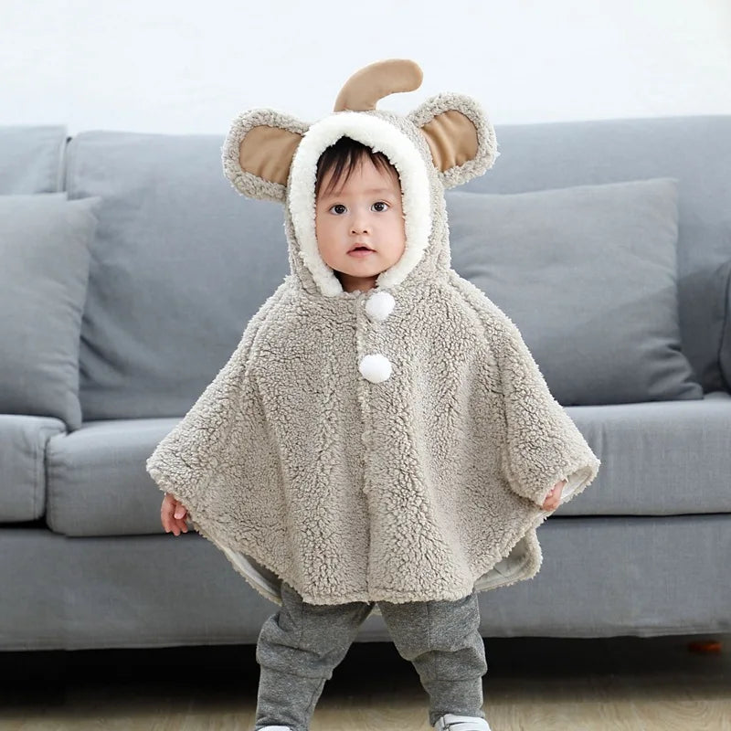 Baby Polar Fleece Windproof Cape Cloak – Cute Cartoon Warm Coat