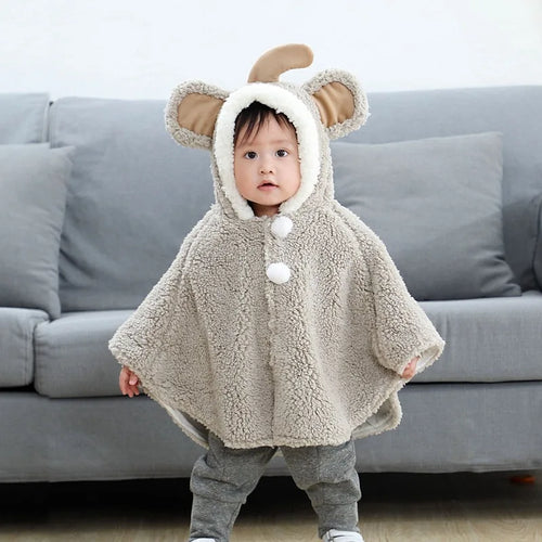 Baby Polar Fleece Windproof Cape Cloak – Cute Cartoon Warm Coat